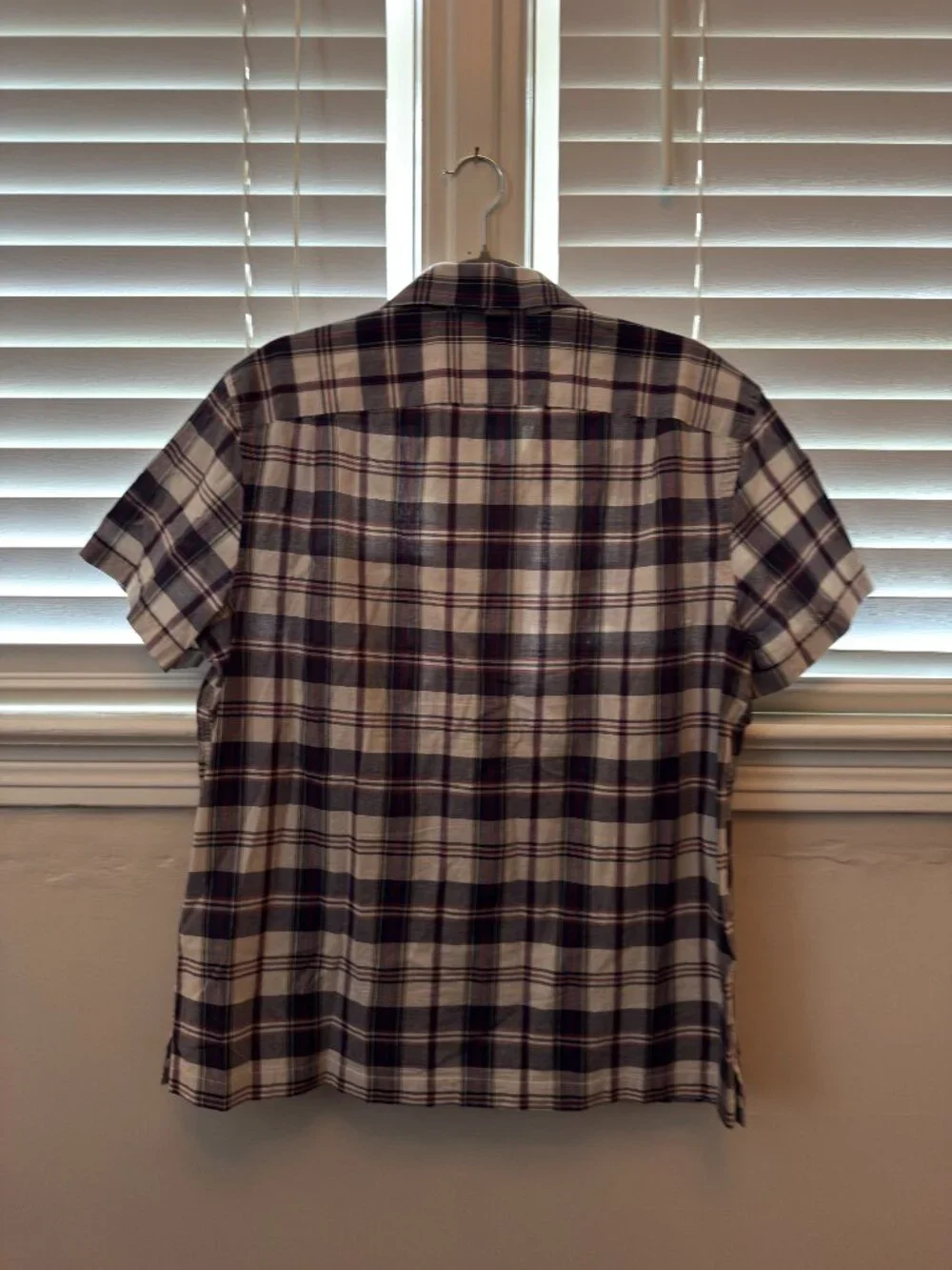 J Crew Men's Camp Collar Indian Madras Button-Up Short Sleeve Shirt Size SM